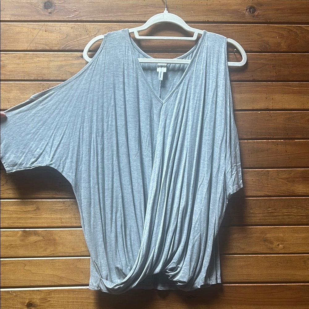 Now N Forever - Gray Asymmetrical Draped Blouse